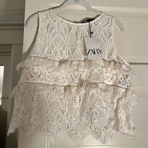 Women Zara Crochet Knit Top